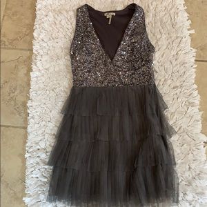 Marineblu sequin vneck party dress